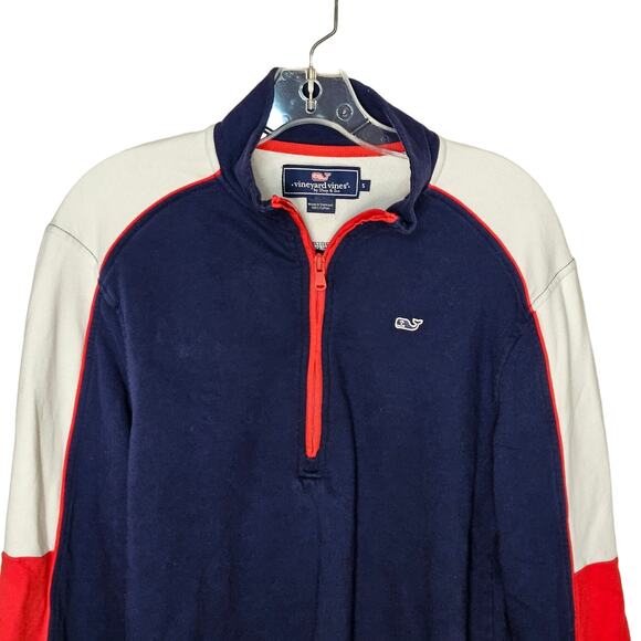 Vineyard Vines Mens S Jacket Active Quarter Zip Cotton Color Block VTG Y2K Whale - Picture 3 of 13